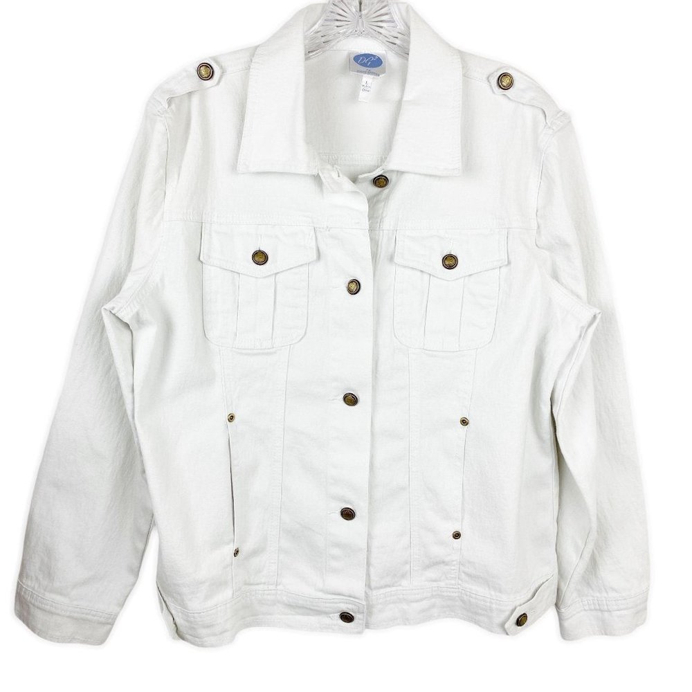 Diane Gilman White Stretch Soft Denim Jacket - Picture 1 of 4